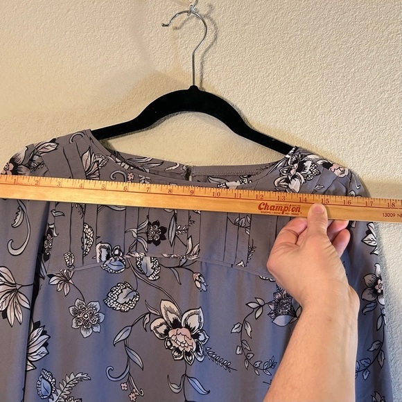 Womens Small Blouse THE LOFT Floral Periwinkle Flowy Boho Office Capsule - Picture 14 of 16